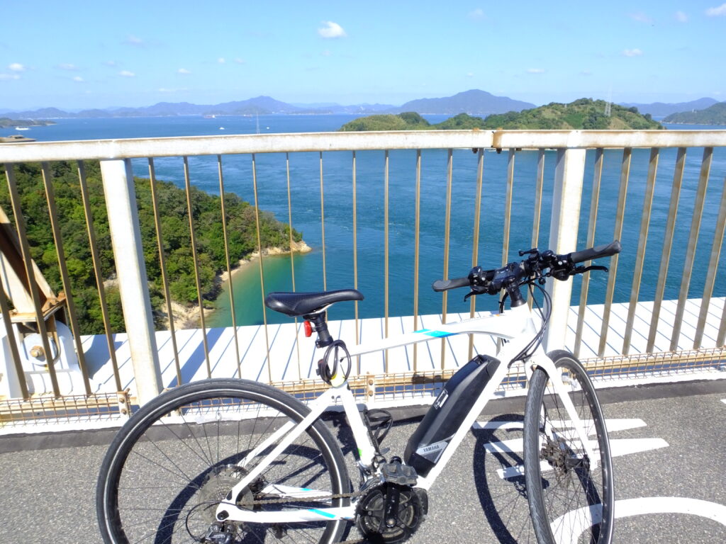 Bicycle in one of the bridges of Shimanami Kaido