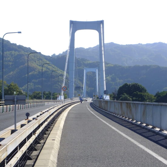 One of the trails on top of the bridge of Shimanami Kaido.