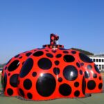 Naoshima Red Pumpkin by Yayoi Kusama at the port