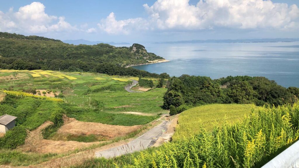 Teshima Island with Seto Inland Sea at the background